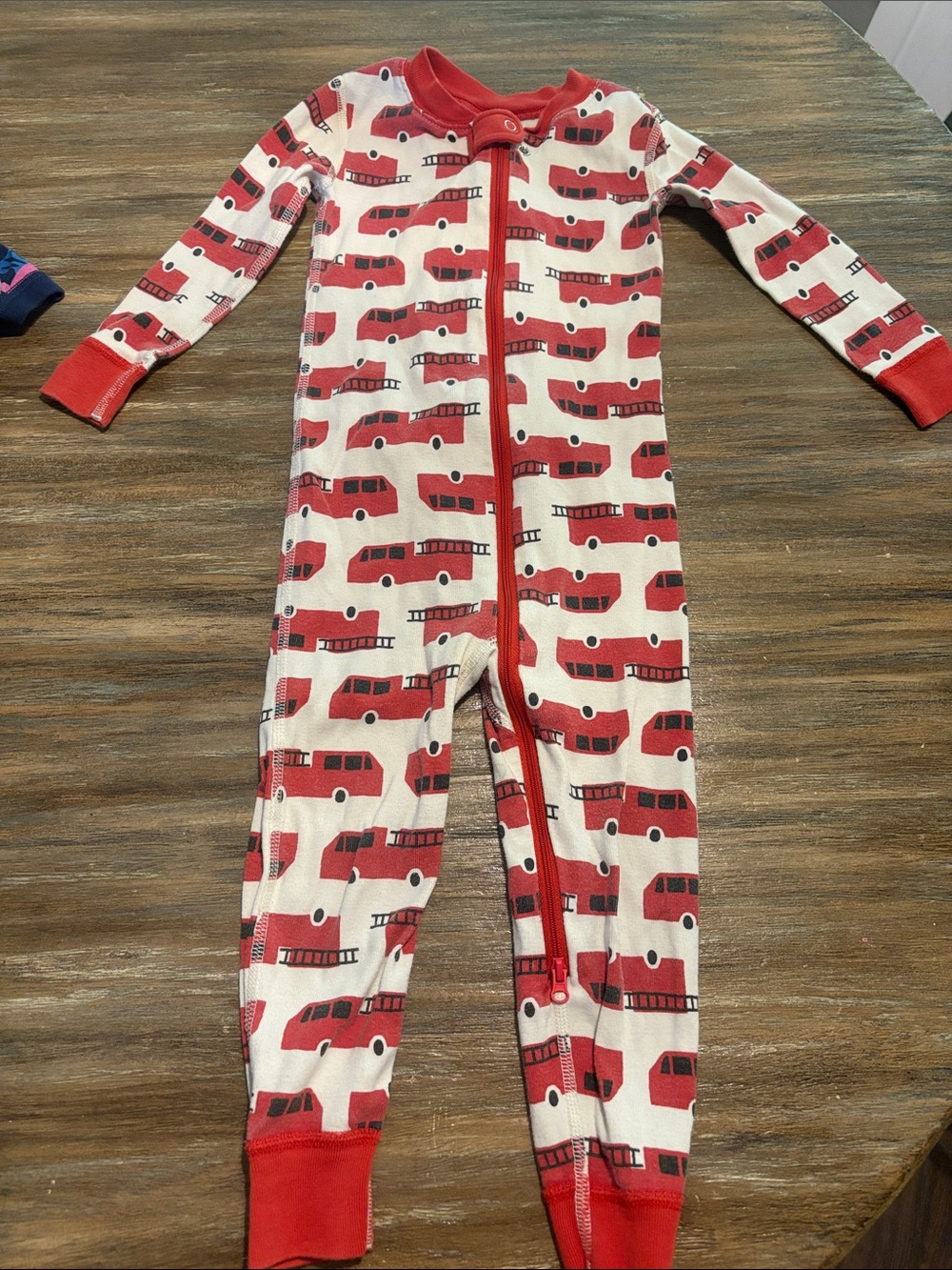 Hanna andersson Kids Red Firetruck One-Piece Pajama Romper